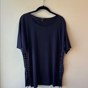 J. Crew Navy Top with Lace-Up Sides